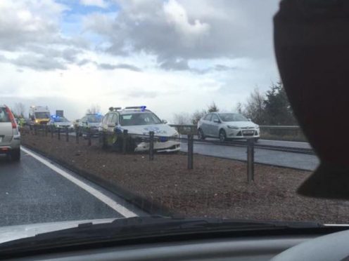 Picture submitted by reader showing the police car on the A9