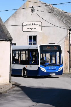 The number 34 bus service as it passes through Garmouth