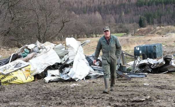 Allan Adams on his flood-hit Ballater farm. Picture: Kevin Emslie.