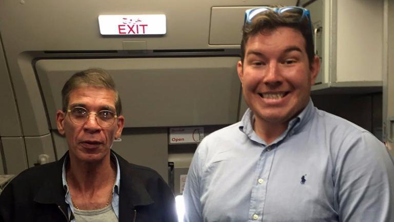 Aberdeen man Ben Innes poses with the hijacker 