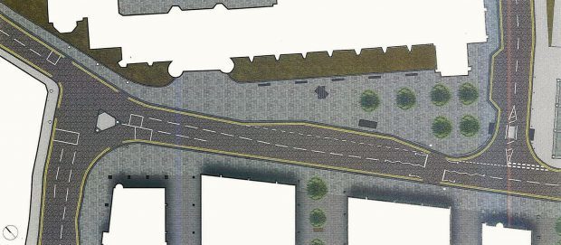 Plans showing ideas for the pedestrianisation of Broad Street in Aberdeen.