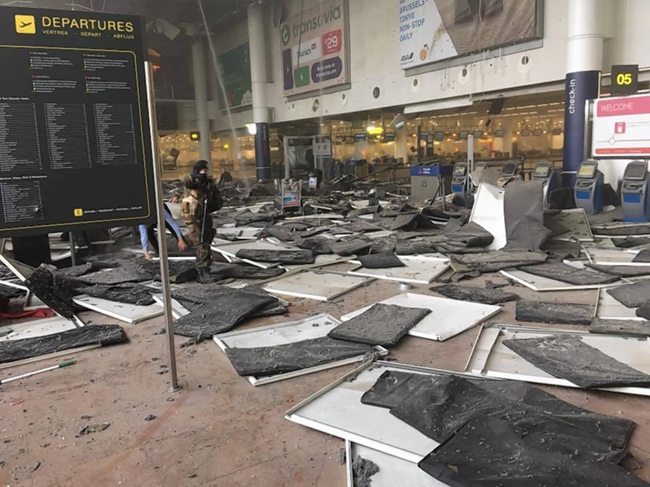 Aftermath of the explosions in Brussels Airport