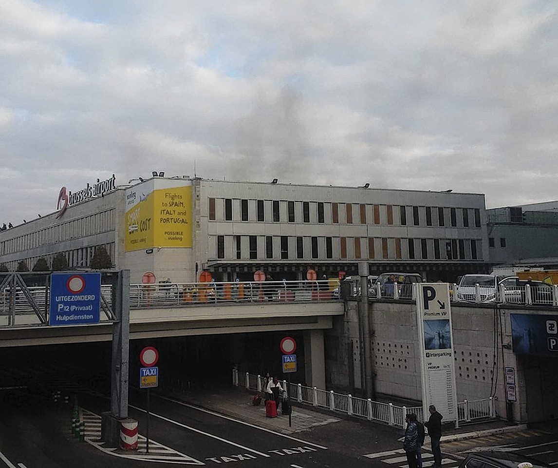 The first plume of smoke seen over Brussels Airport