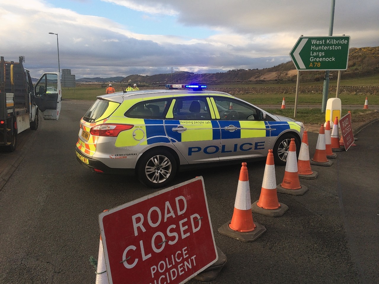 Police have closed off the road following the crash 