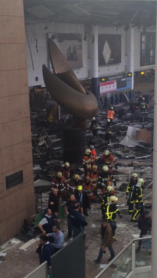 Aftermath of the explosion in Brussels Airport