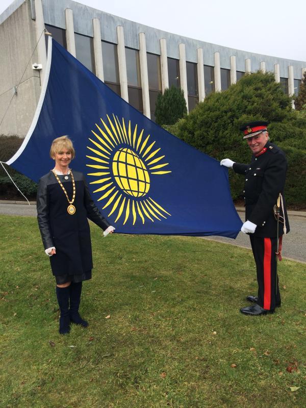 Lord Lieutenant of Aberdeenshire James Ingleby and former Provost Jill Webster mark Commonwealth Day 2015
