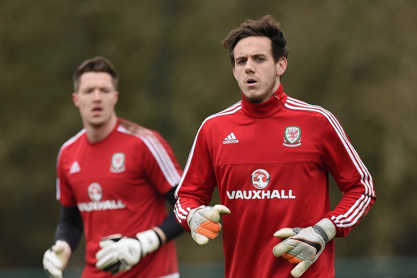 Ward at training with the Welsh squad 