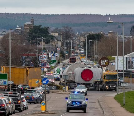 A turbine was moved along the A96 last month, causing major delays