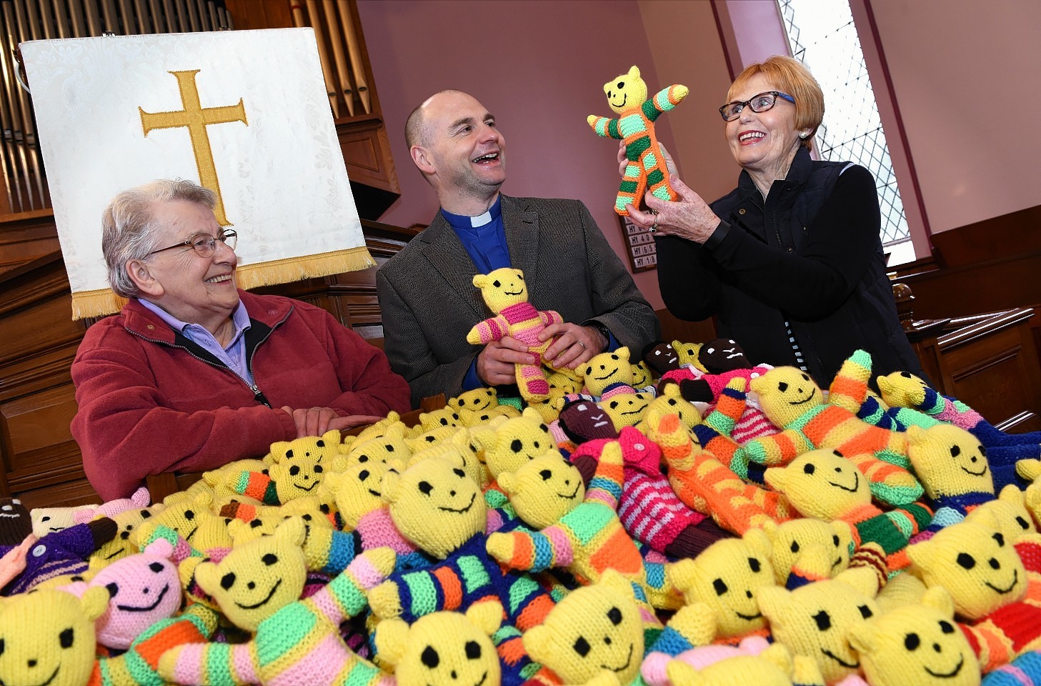 Church team members Elma Green, Rev Paul McKeown, and Elizabeth Mackenzie 