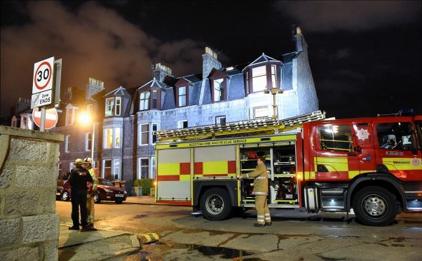 Rescue Service attend the house fire at Blenheim Place, Aberdeen.