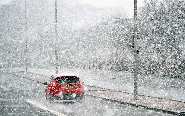 A North-east road has closed due to snow.