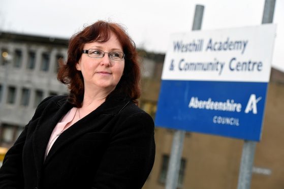 Councillor Iris Walker outside Westhill Academy