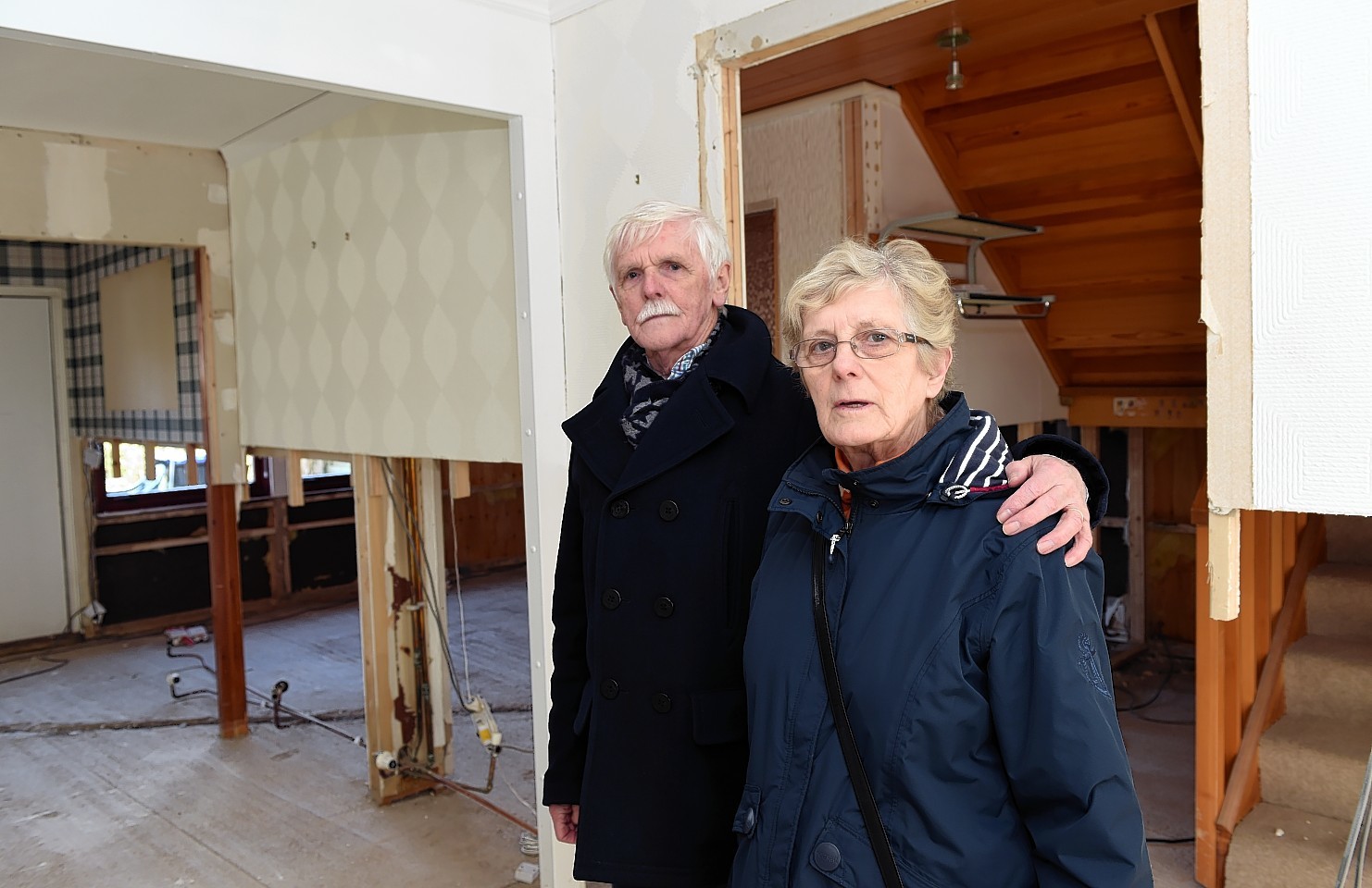 Kemnay residents Alan and Estelle Davies show damage to their home