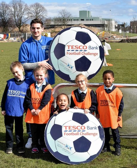 Kenny McLean joins youngsters at St Machar playing fields. Pictures and video by Colin Rennie