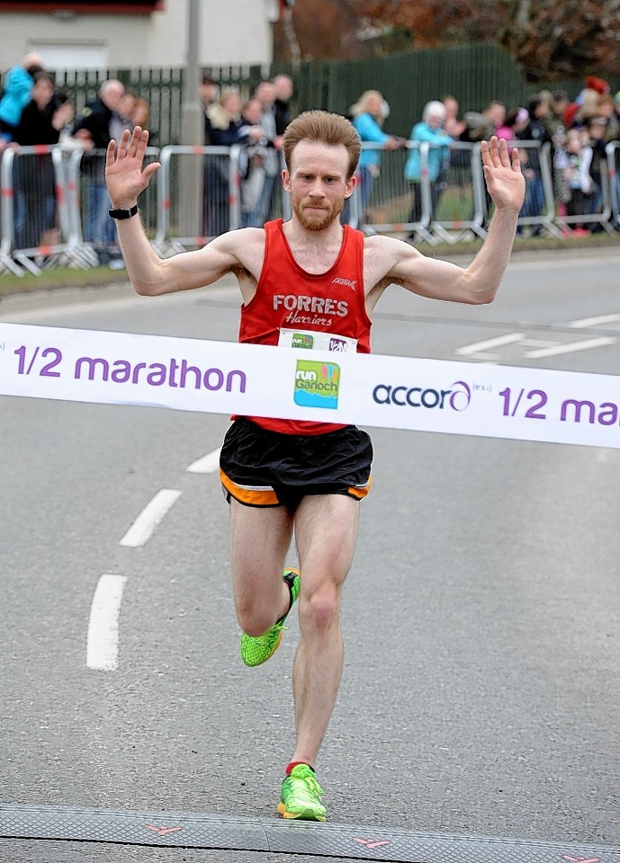 Winner of the half marathon Kyle Greig. Picture by Colin Rennie