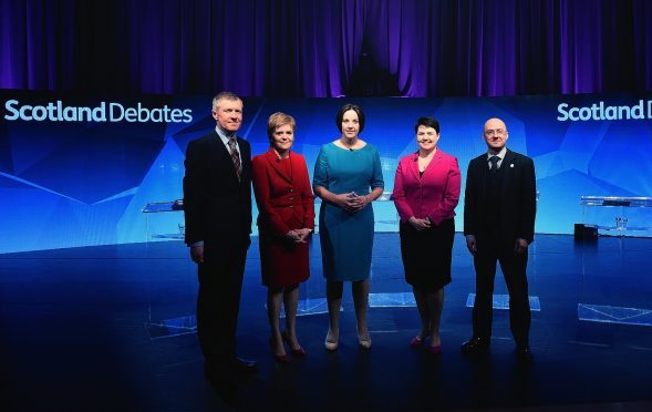 Lib Dem Willie Rennie, SNP leader Nicola Sturgeon, Scottish Labour's Kezia Dugdale, Ruth Davidson of the Scottish Conservatives, and Patrick Harvie of the Scottish Greens