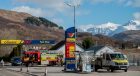 Fire crews attend a fuel spill at the filling station in Onich