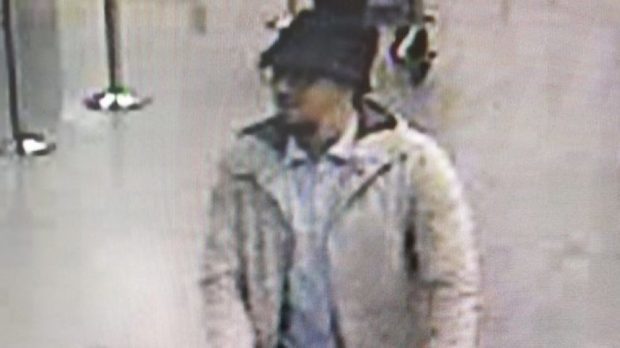 CCTV image issued by Belgian Federal Police of the man hunted in connection with the explosions at Brussels airport