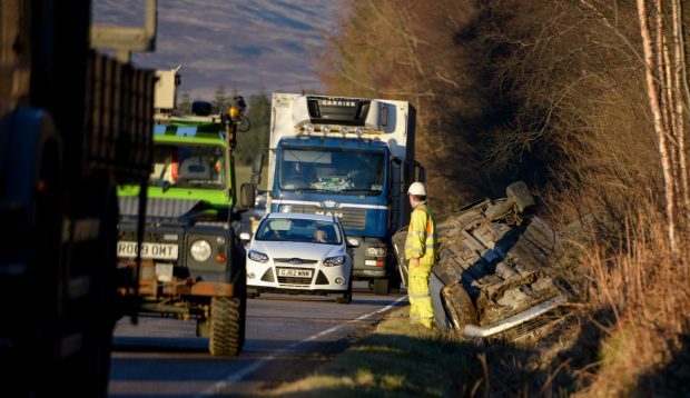 The car involved in the accident near Spean Bridge ended up on its roof