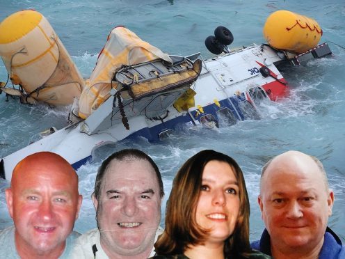 Duncan Munro, 46, Gary McCrossan, 59, Sarah Darnley, 45 and George Allison, 57 who died after the Super Puma L2 helicopter went down in the North Sea
