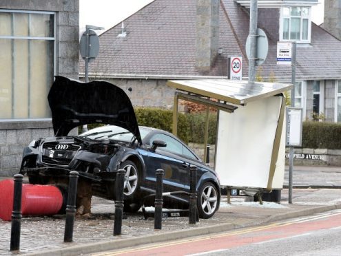The crash on Seafield Road, Aberdeen. Picture by Kami Thomson