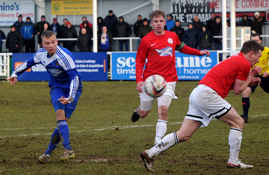 Daryl Nicol taking a shot at today's Cove Rangers V Wick Academy game