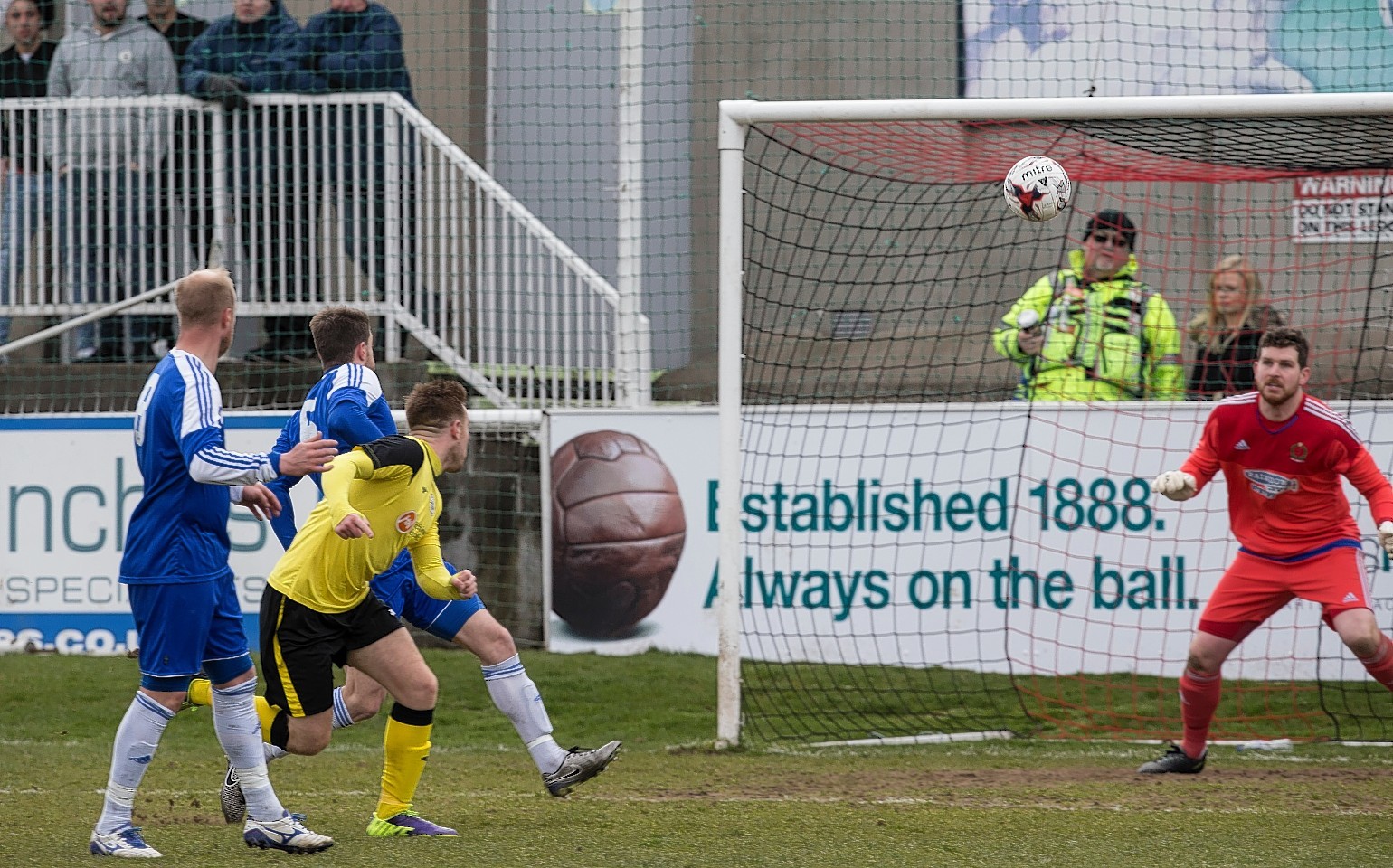 Ross Allum heads home his first goal of the game