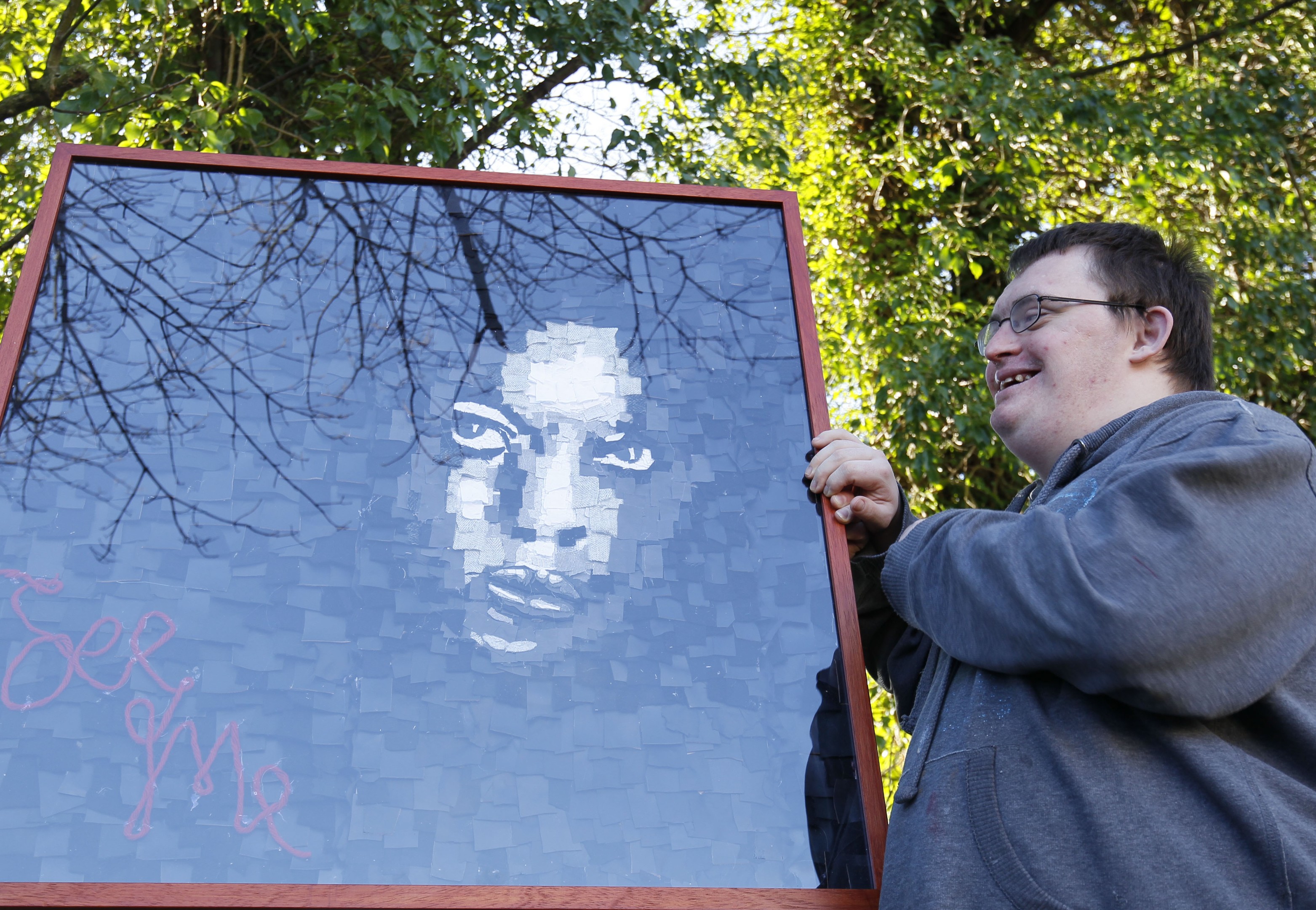 Matthew Watson, 26, who is supported by Cornerstone Connects, with his artwork See Me.