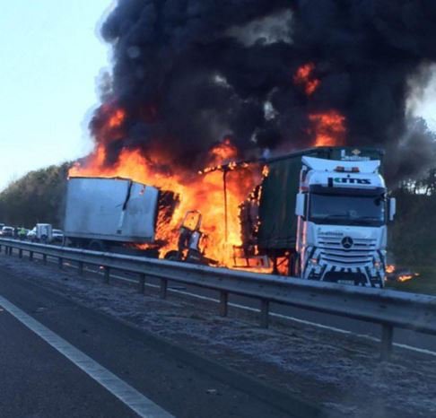 The lorry fire on the A92