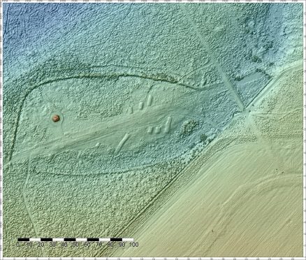 The image shows the Lidar scan of the area around the Cairn and Clan Graves at Culloden revealing the micro-topography of the battlefield and its monuments.