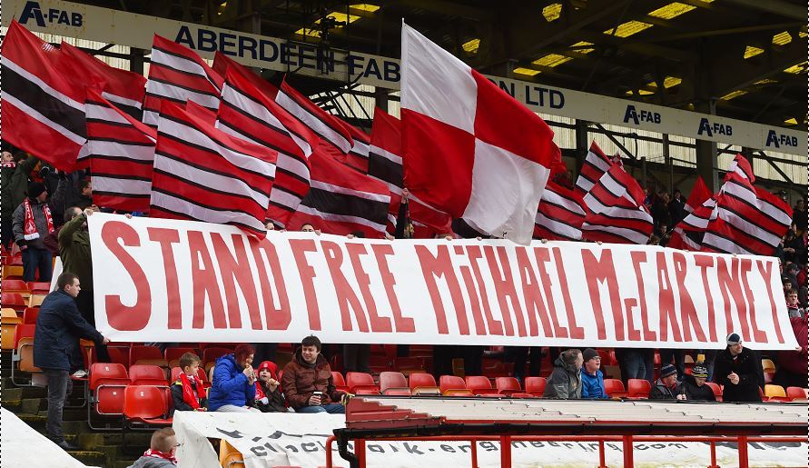 Tribute to Dons fan Michael McCartney at Pittodrie