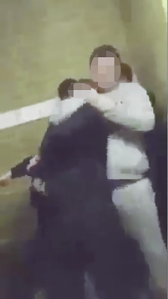 Stills from the video showing the attack in Fraserburgh Academy