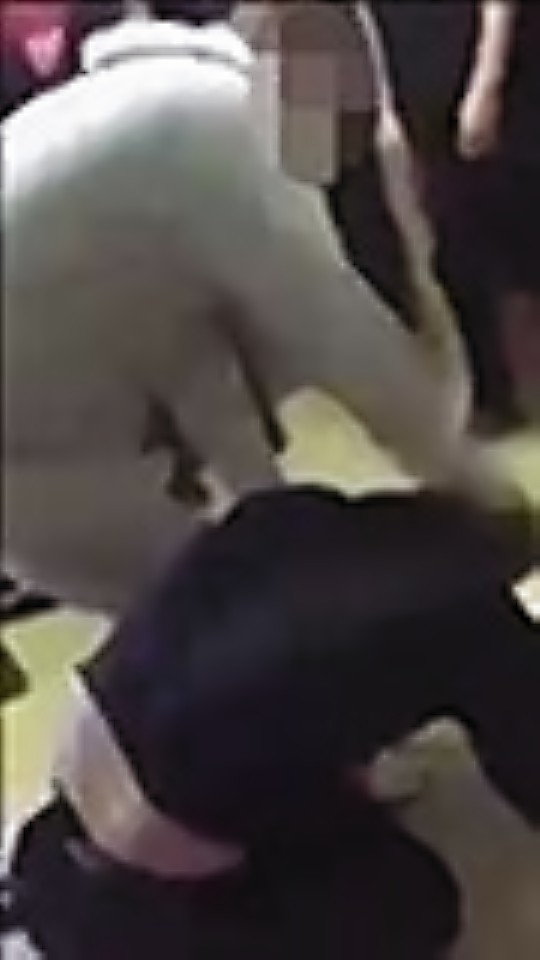 Stills from the video showing the attack in Fraserburgh Academy