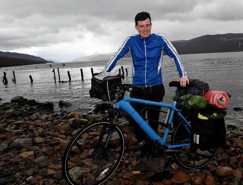 Josh Quigley on the shores of Loch Ness at Dores