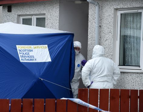 Police forensic officers  in Kintail Court, Inverness. Picture by Sandy McCook.