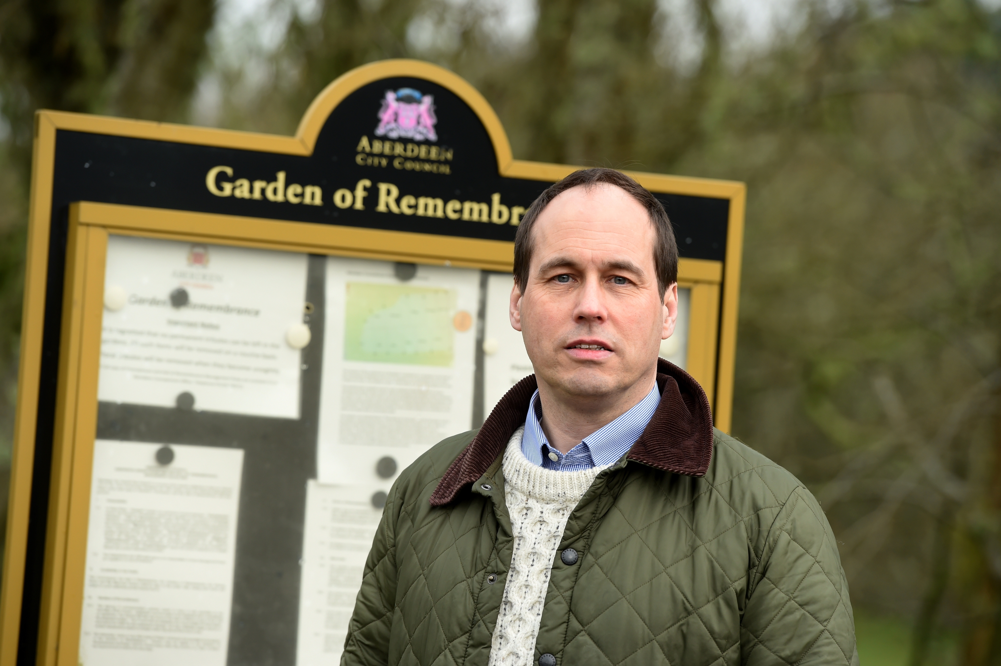 Councillor, Martin Greig at the Garden of Rememberance at the Aberdeen Crematorium, Aberdeen. 
Picture by Jim Irvine