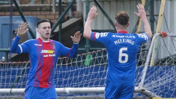 Miles Storey, left, was on target for Inverness at Dundee United