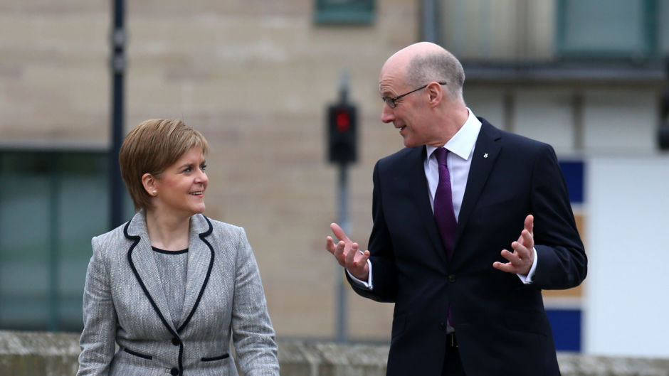 SNP Leader Nicola Sturgeon, with Deputy First Minister John Swinney