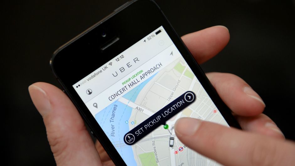 Uber app being used