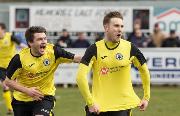 Ross Allum celebrates netting his second goal on Saturday