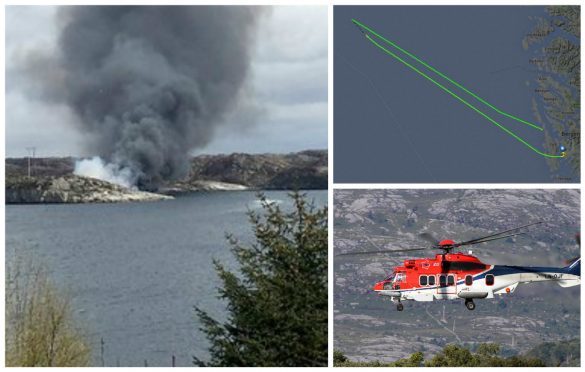 Scene of the helicopter crash in Norway. Picture credit NRK.co