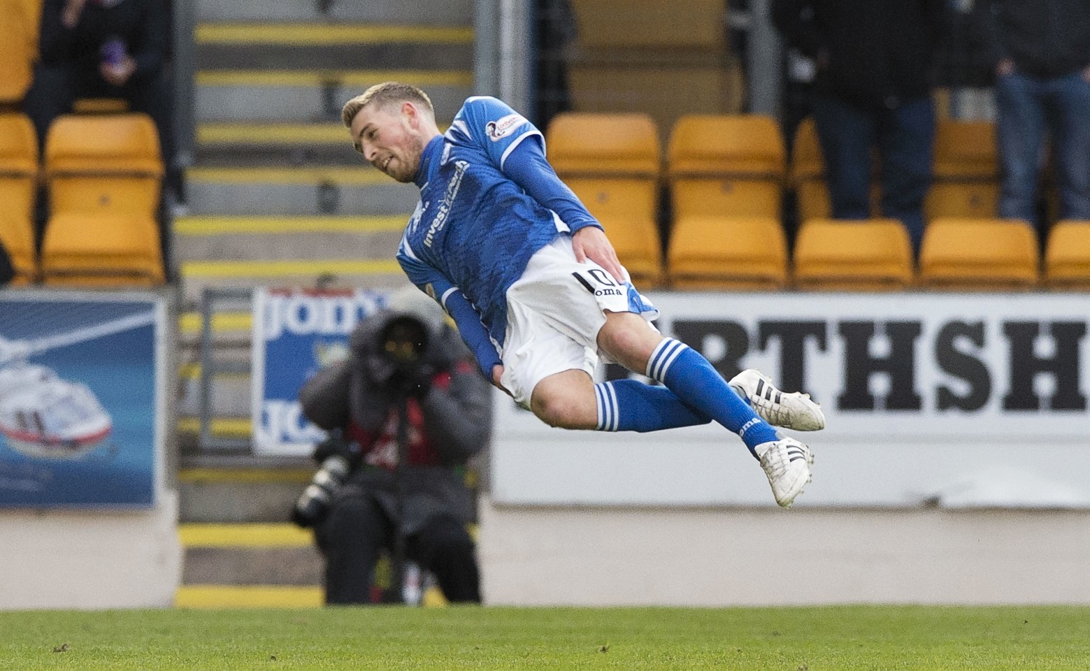 Wothersppon celebrates after making it 1-0.