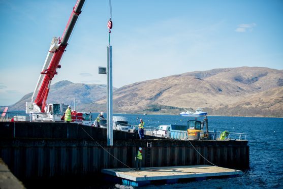Work on the two floating pontoons in Fort William
