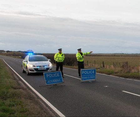 Police close the A9 after a fatal accident near Thurso earlier this month.