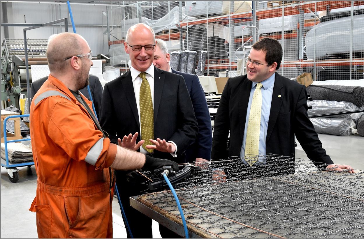 Deputy SNP leader John Swinney visited Glencraft in Aberdeen for a tour of the workshop. He speaks to Gavin Cordiner.
Picture by Colin Rennie