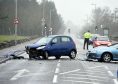 A woman has been taken to ARI following a three-car crash on a busy Aberdeen road. (Picture: Jim Irvine)