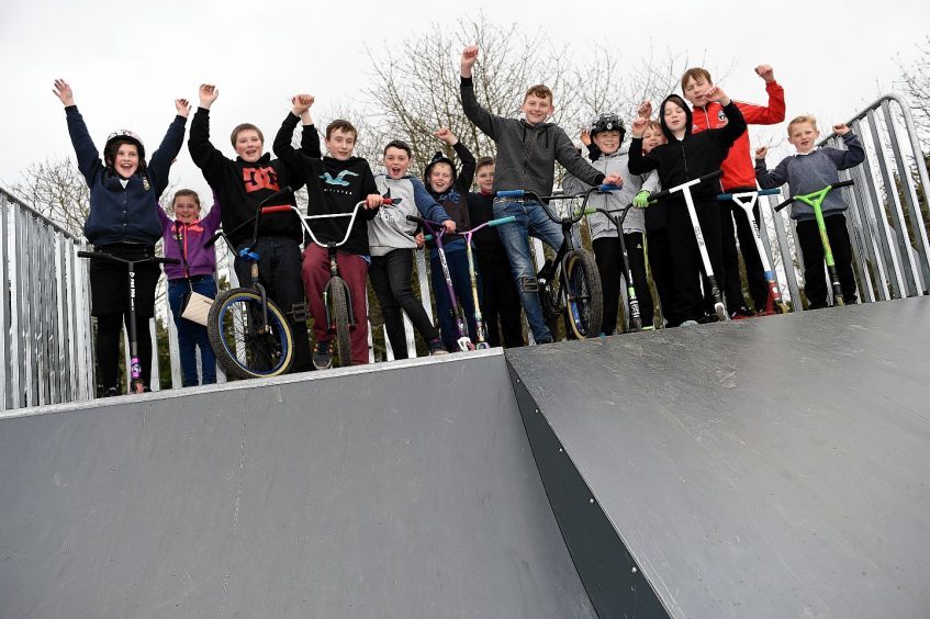 Skateboarding at Cuthil Park, Keith