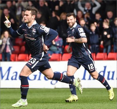 Ross County's Alex Schalk celebrates after opening the scoring (Picture: SNS)