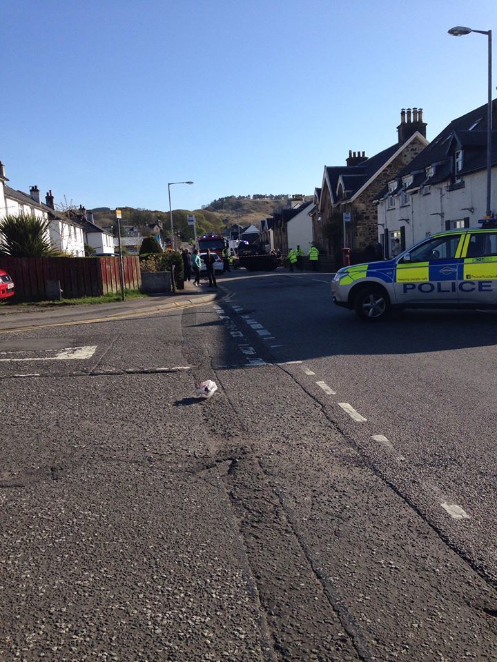  Soroba Road, Oban, where police are at the scene of an accident near the town's high school.