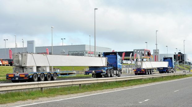 The AWPR beams arrive in Aberdeen